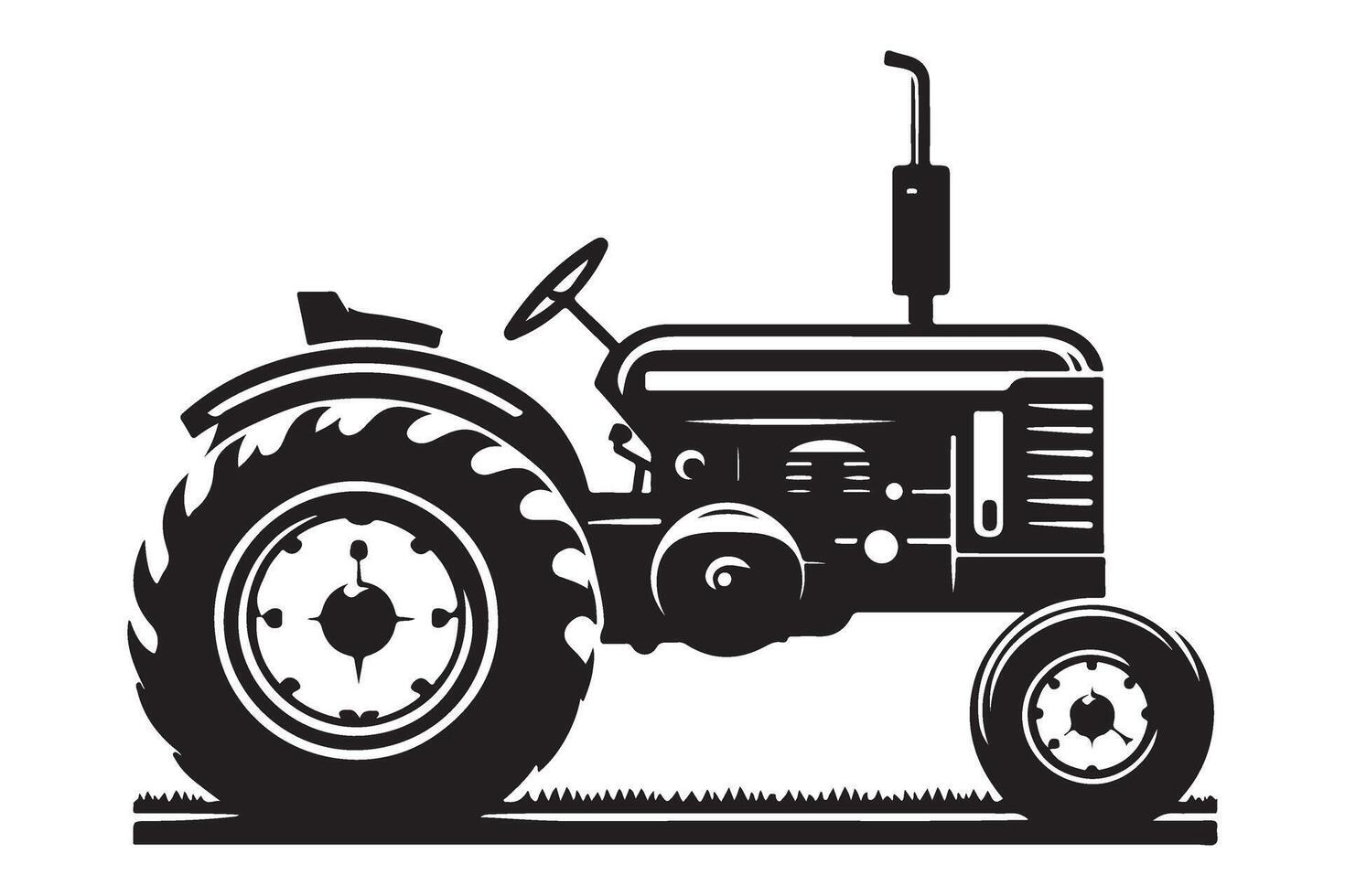 Vintage Tractor Silhouette Illustration Art for Farming Theme Projects vector