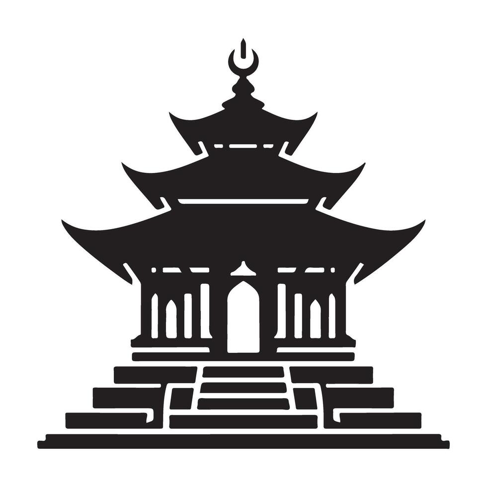 Asian temple illustration a silhouette of traditional architecture vector