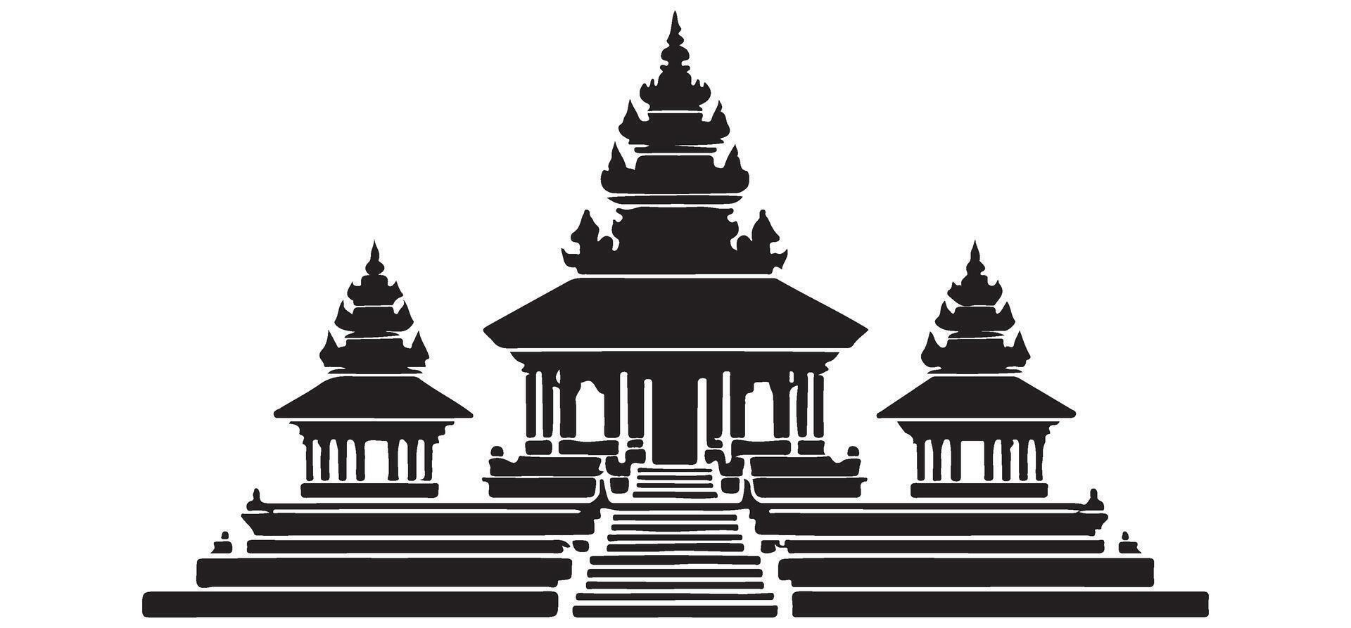 Ornate Asian temple a detailed cultural architecture silhouette vector