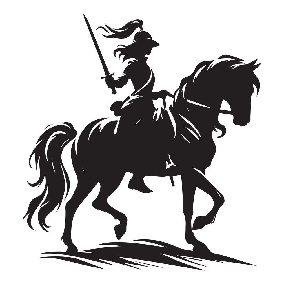 Warrior on Horse Silhouette Illustration Art Print Design vector