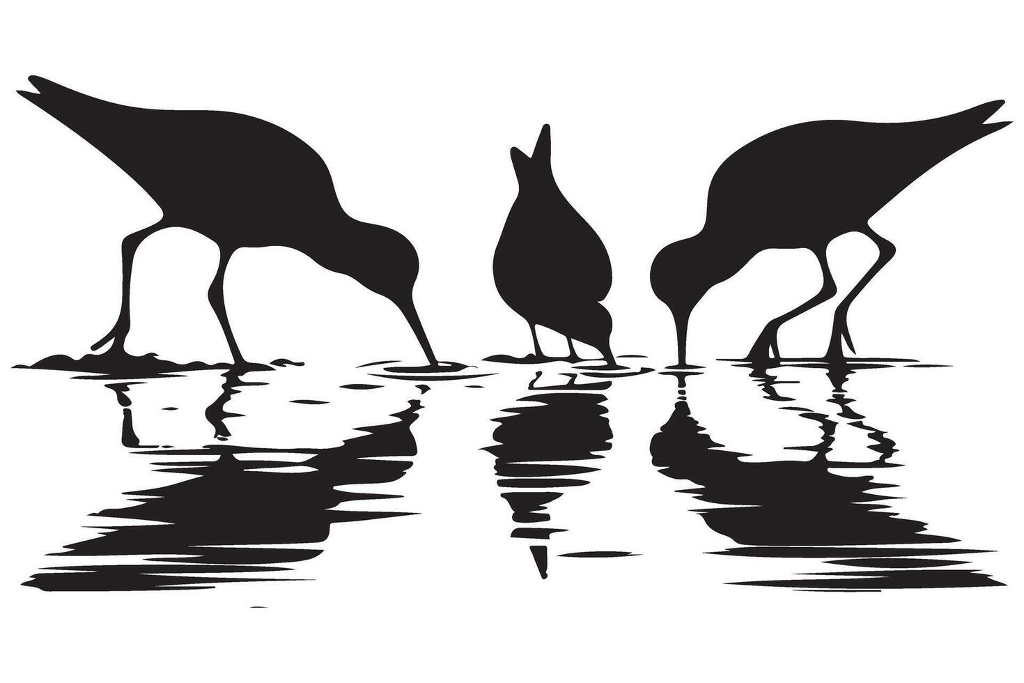 Sandpiper Birds Silhouette Art for Coastal Designs Themes vector