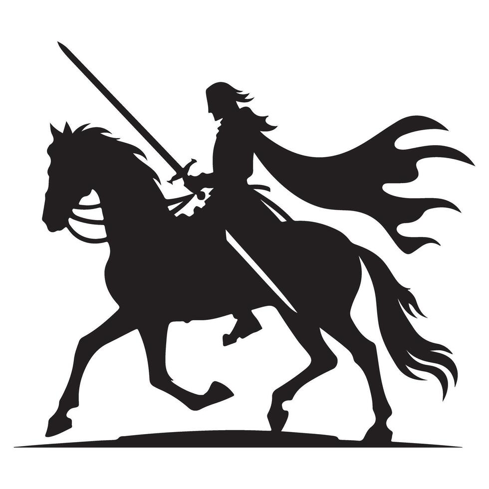 Equestrian Knight on Horseback Silhouette Illustration Symbol of Courage vector