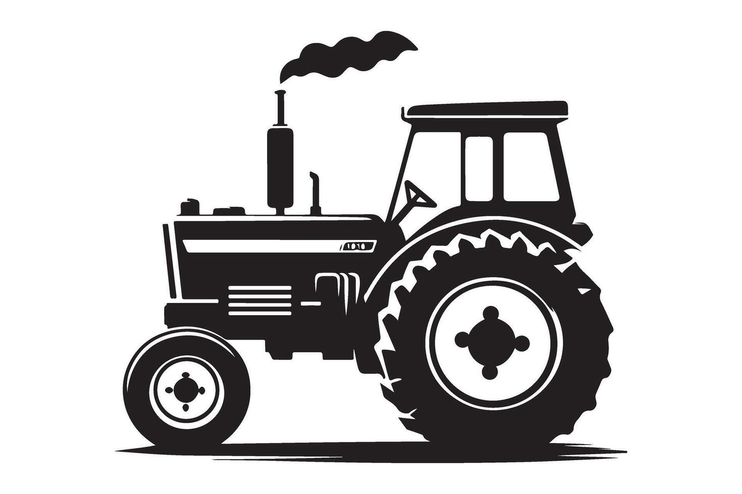 Old Tractor Silhouette Illustration Farm Machine Farming Equipment vector