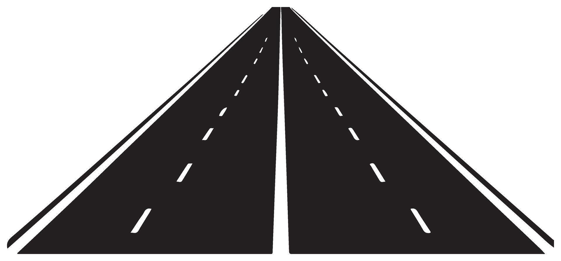 Straight Asphalt Road with Dashed Lines Perspective Illustration vector