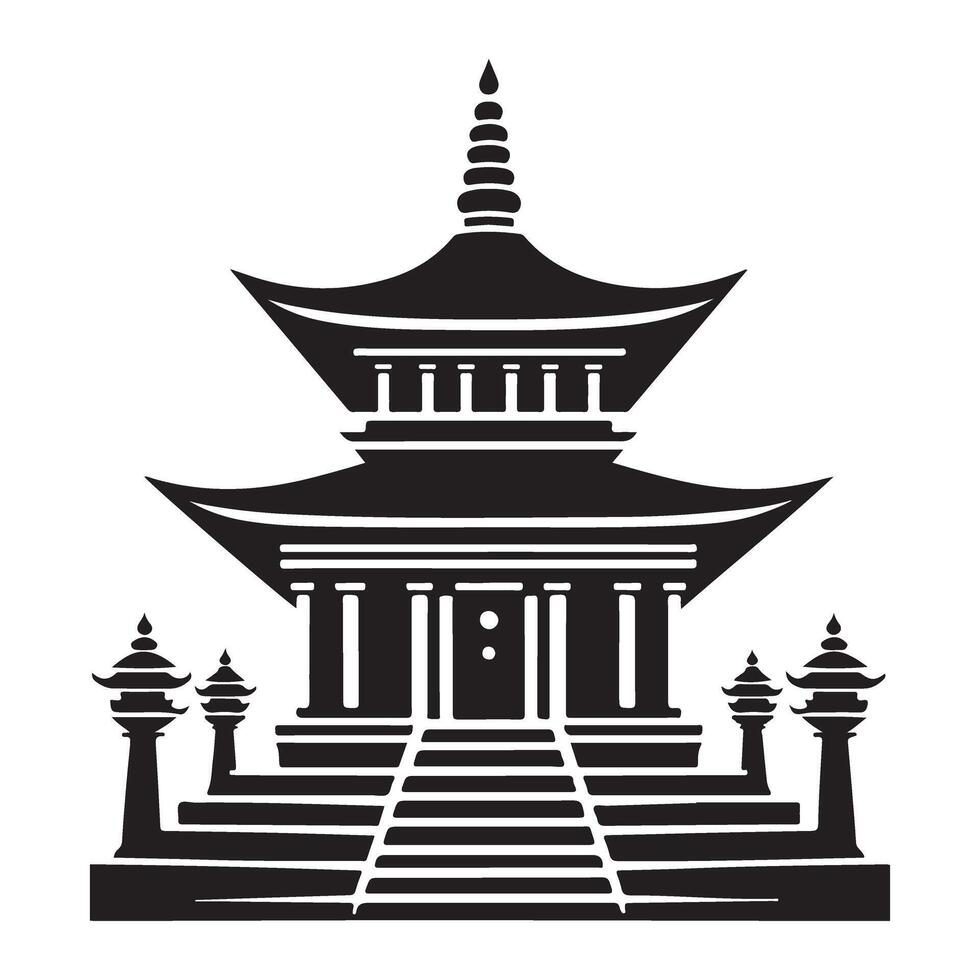 Magnificent oriental temple design beautiful three tiered pagoda sanctuary vector