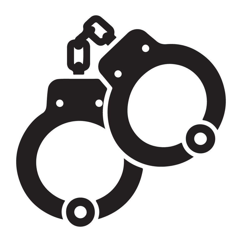 Handcuffs Silhouette Symbolic of Crime Prevention Law Enforcement vector