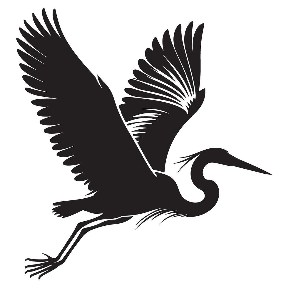Great Blue Heron Silhouette Soaring Through the Air Beautifully vector