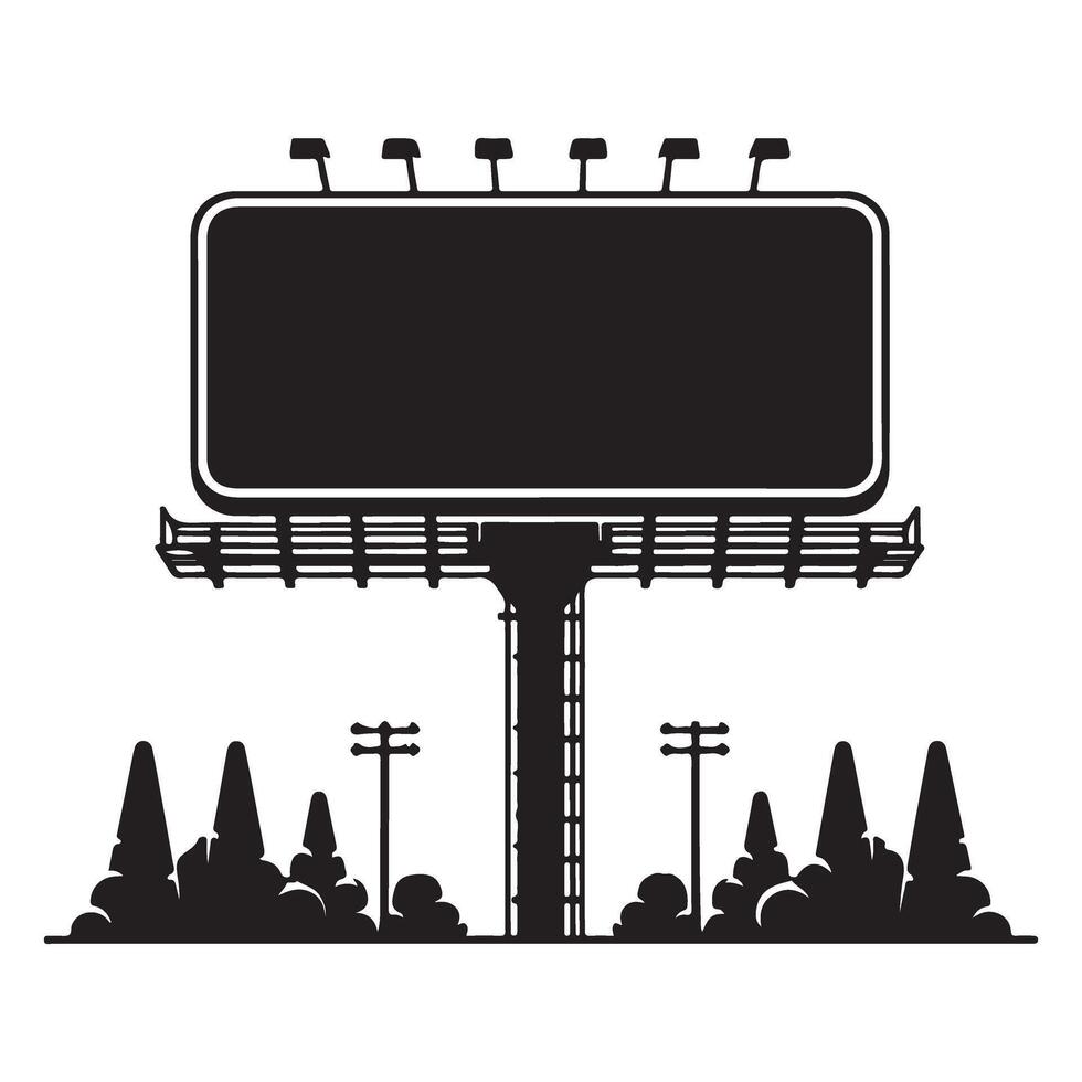 Classic Billboard Silhouette With Trees For Outdoor Advertising vector