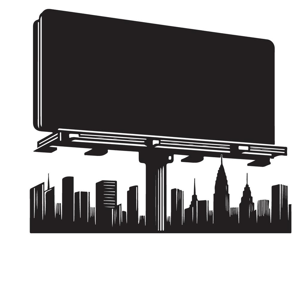 Silhouette of billboard in the city advertisement illustration vector