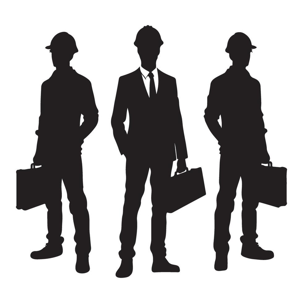 Professional Silhouette Business Men Diverse Team Ready for Action vector