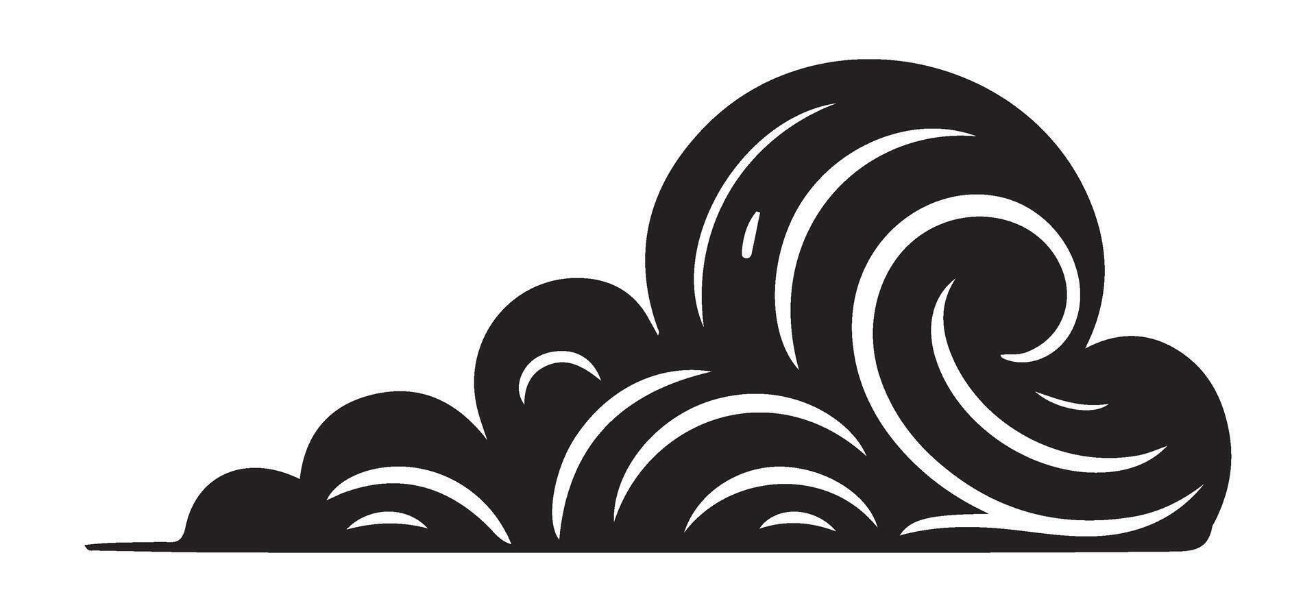 Stylized Cloud Black Silhouette Illustration Art Wave Design vector
