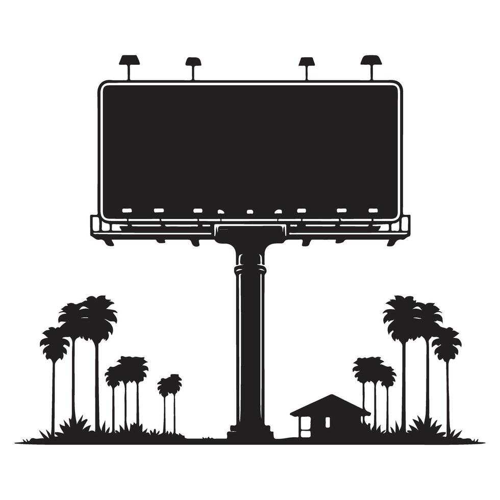 Urban Billboard Silhouette With Palm Trees Design Element vector