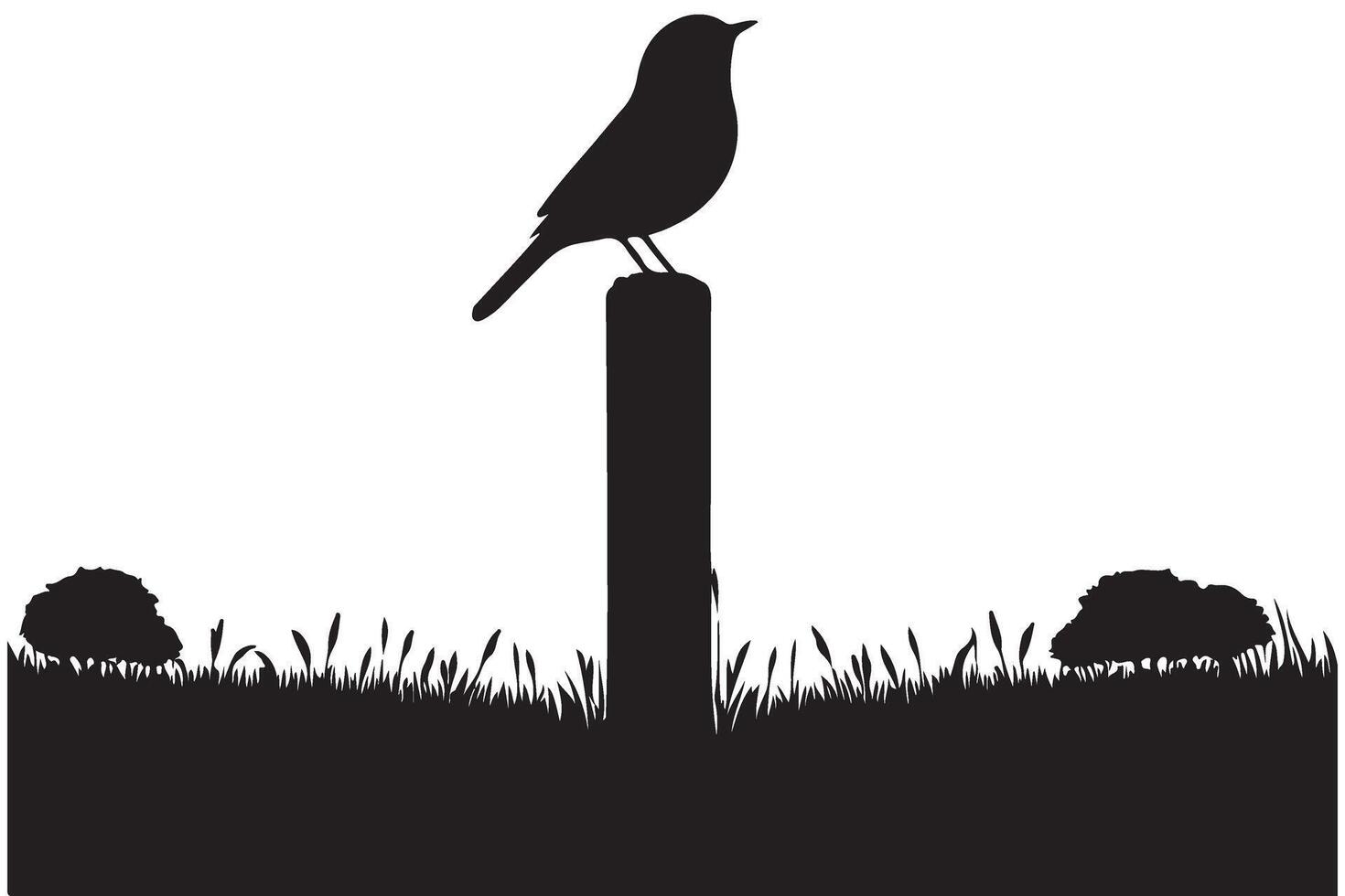 Simple Bird Perched on Post Silhouette Graphic Resource vector