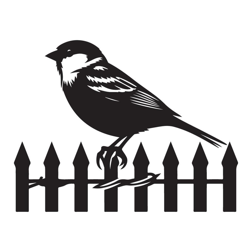 Bird on Fence Silhouette A Serene Perch in Nature vector
