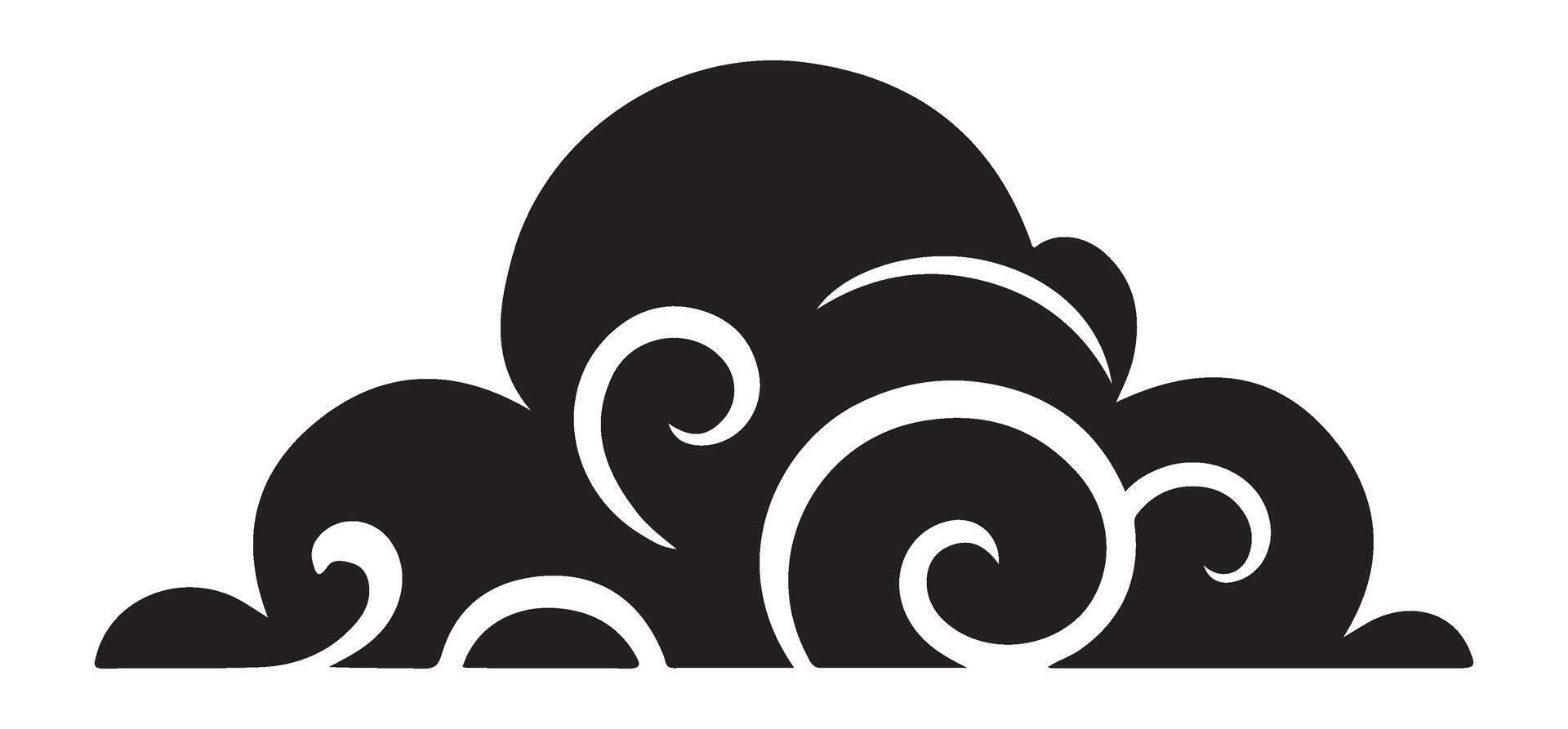 Elegant Cloud Black Silhouette Illustration Art Swirl Design vector
