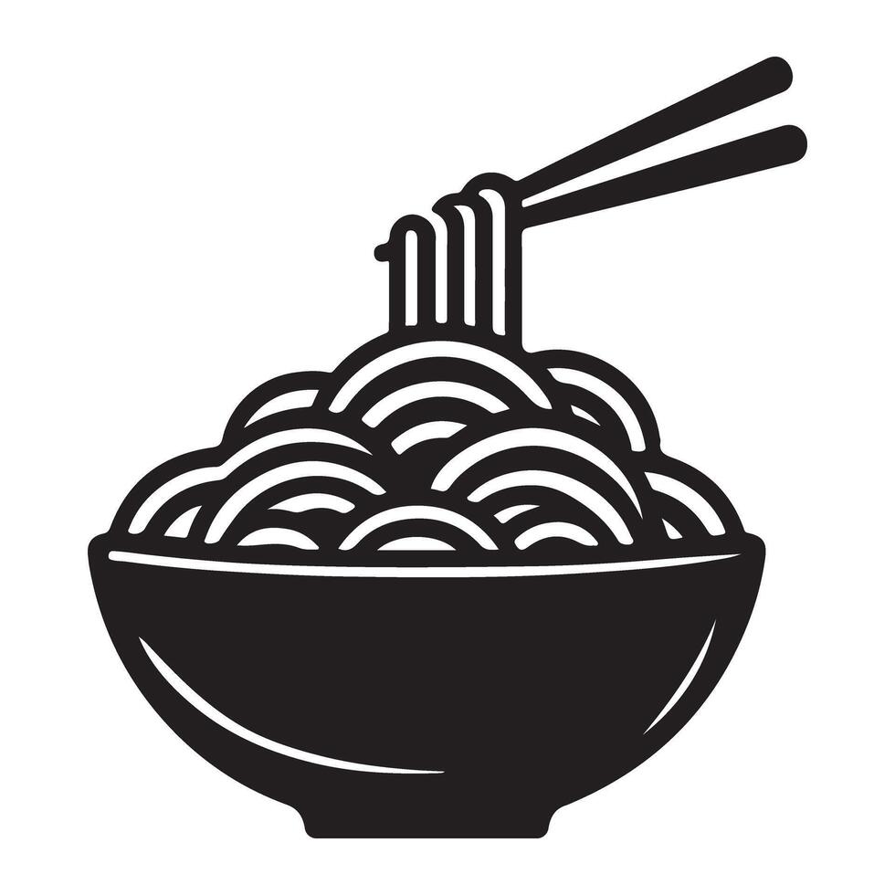 Bowl of Noodles with Chopsticks Graphic Illustration vector
