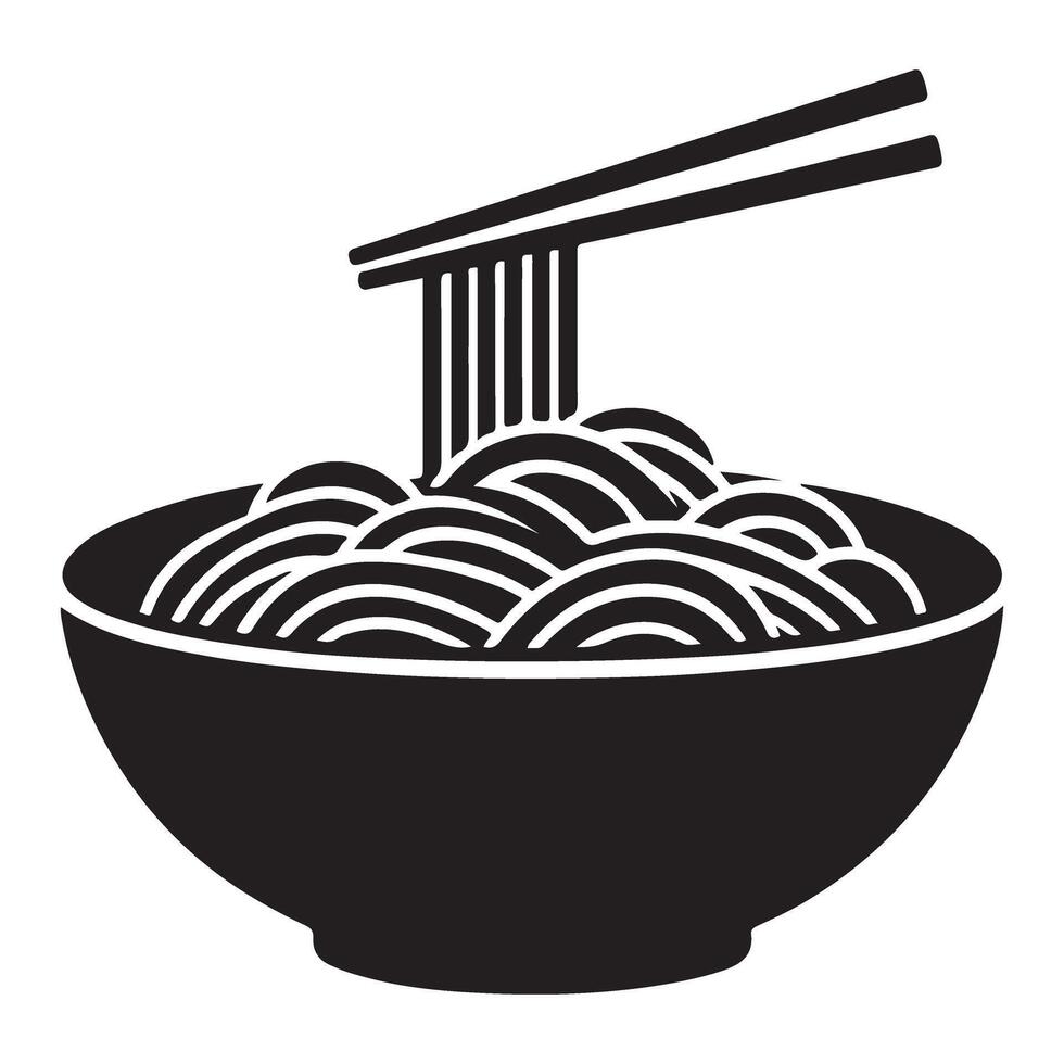 Delicious Bowl of Noodles with Chopsticks Asian Cuisine Illustration vector
