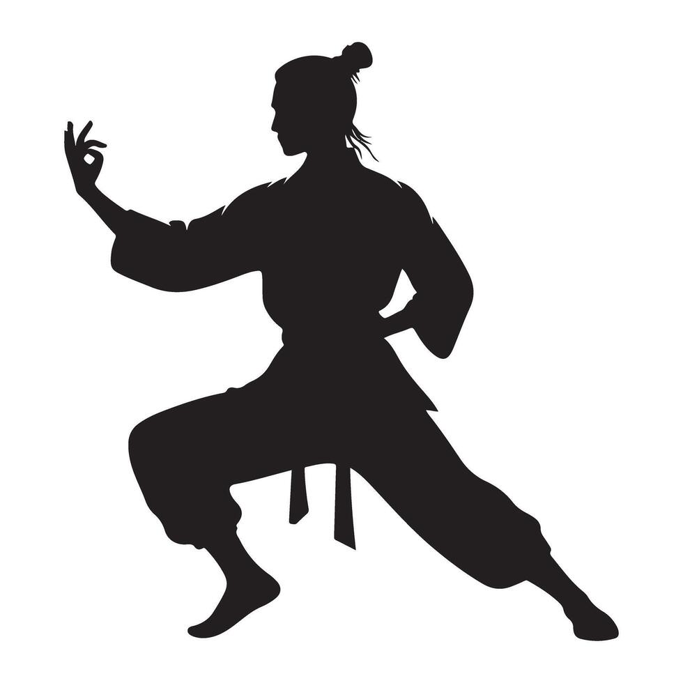 Martial Arts Silhouette Stance Power Form Focus for Fitness Training vector