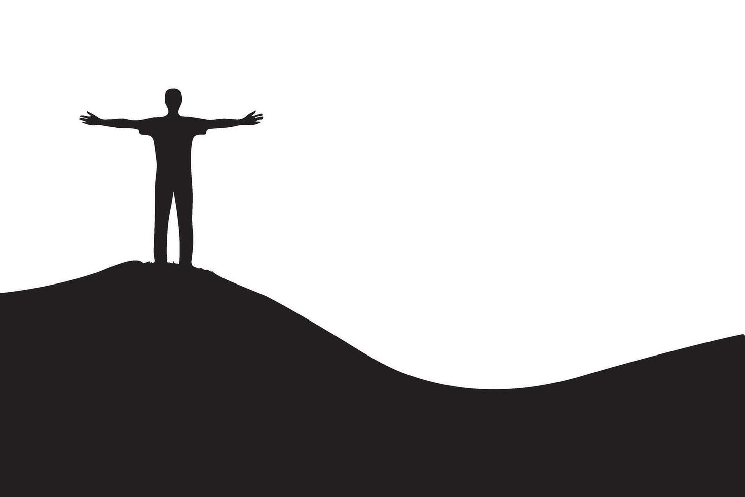 Person Silhouette on Hilltop Illustration Symbolizing Achievement and Freedom vector