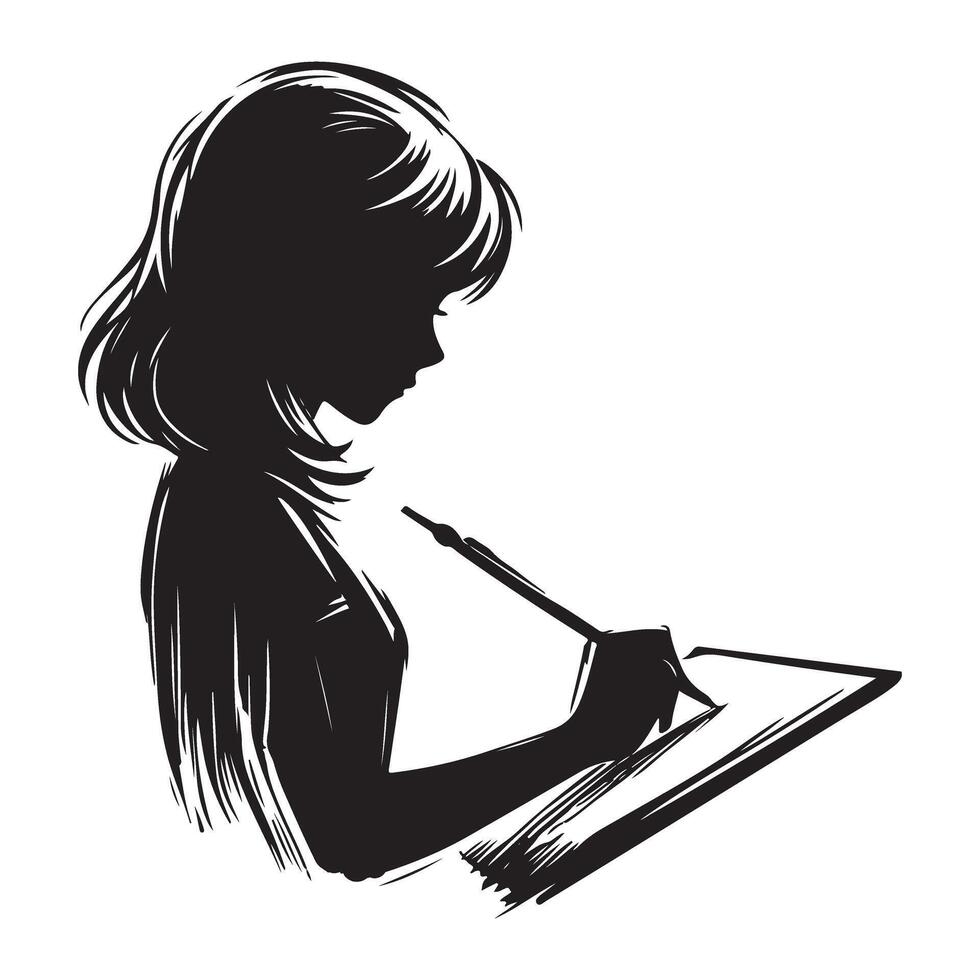 Creative artistic silhouette of an artist drawing with illustration vector