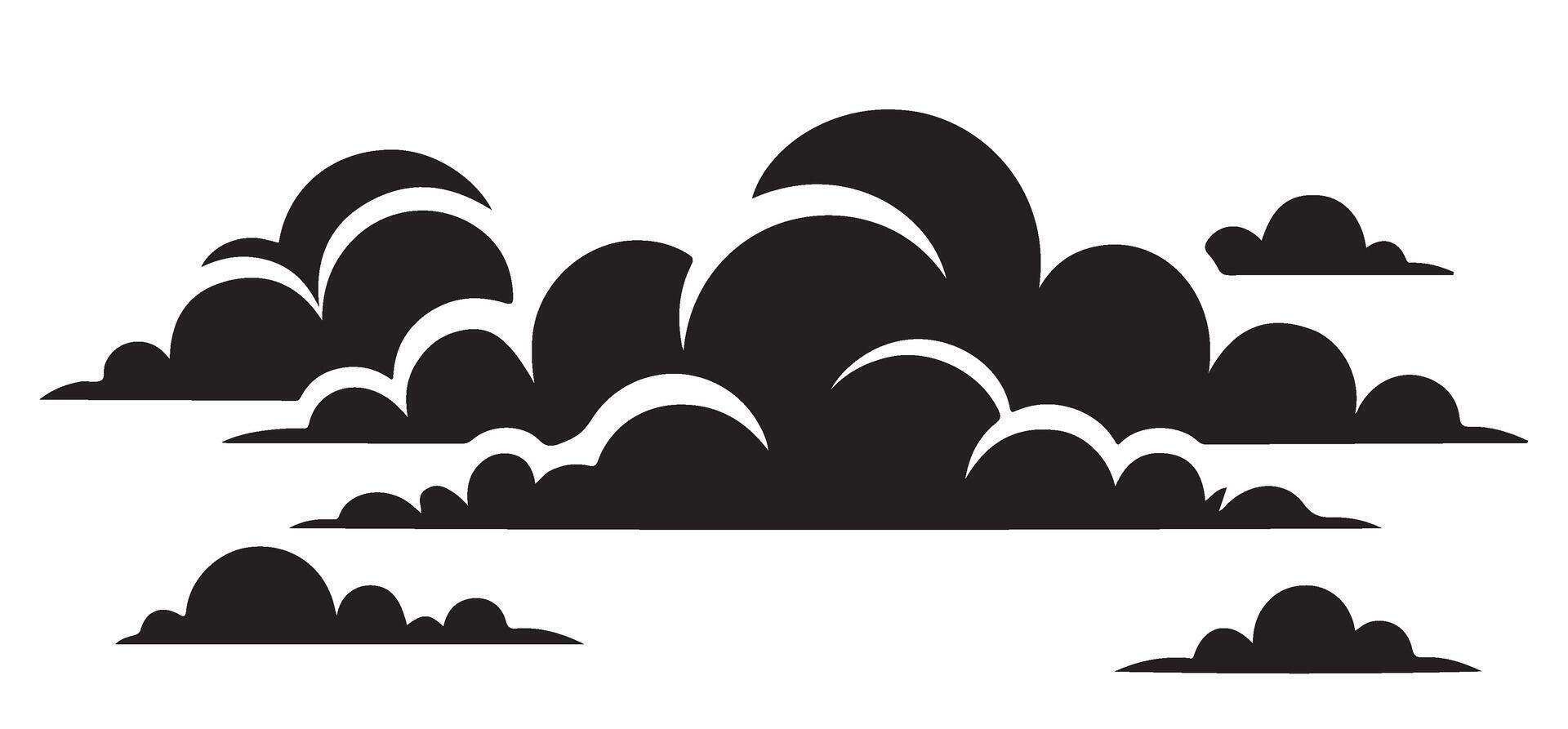 Overcast Sky Illustration with Dark Clouds Depicting Weather Silhouette vector
