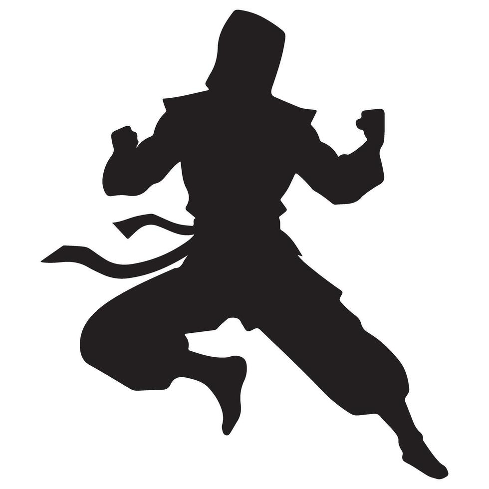 Agile ninja warrior silhouette with katana ready for action vector