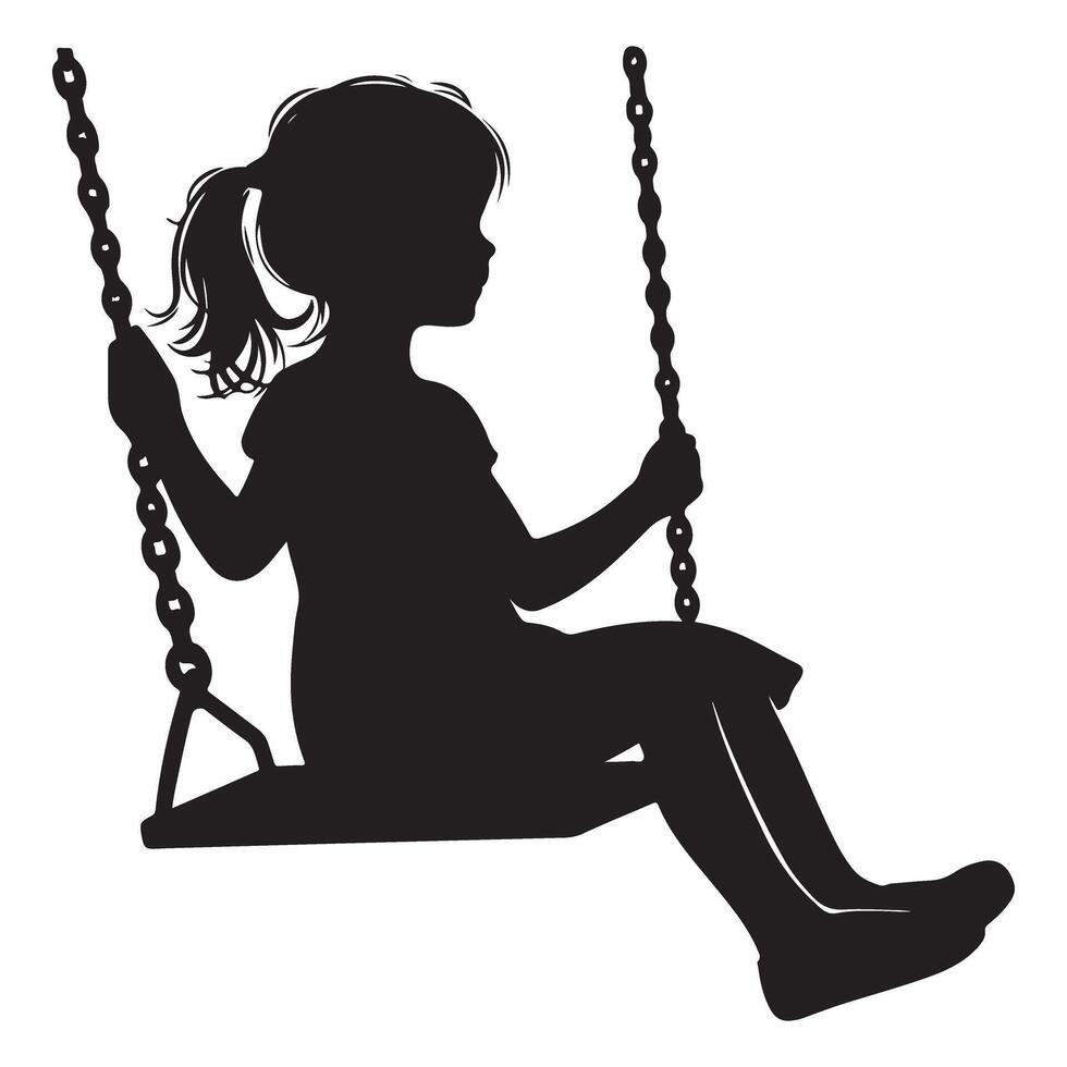 Girl Silhouette on Swing Having Fun Illustration vector