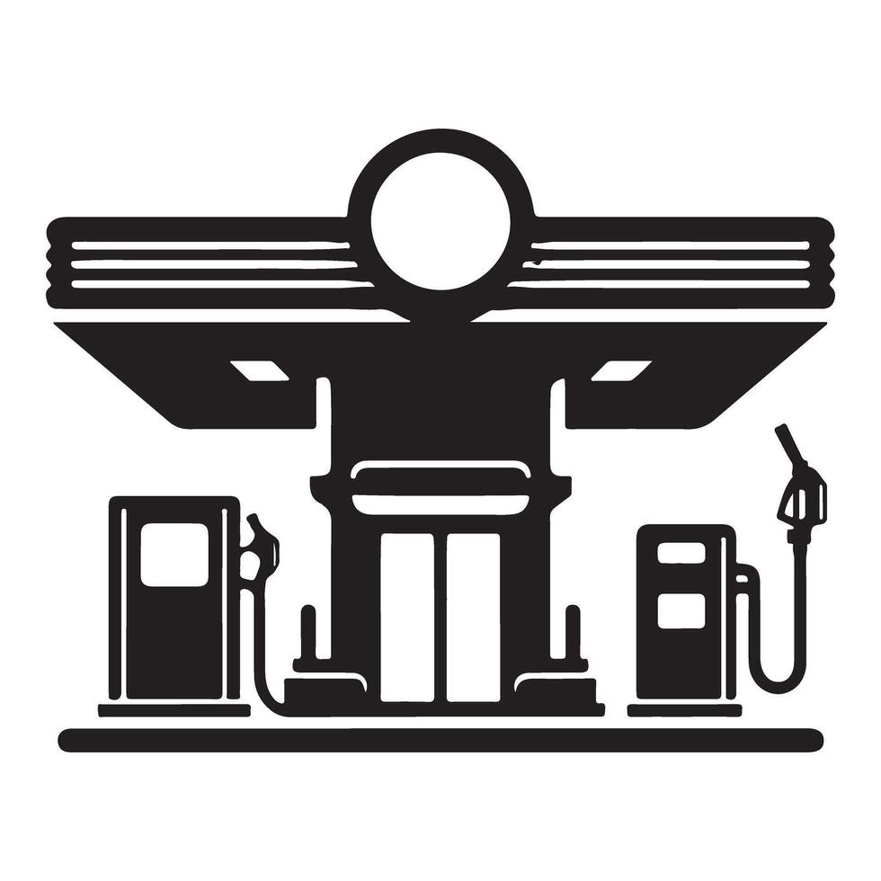 Vintage Gas Station Illustration for Retro Automotive Themes vector