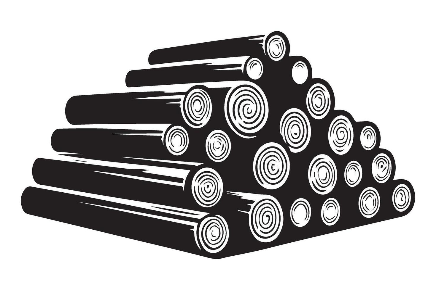 Arranged Logs Silhouette Pile Timber Construction Materials Natural Resource vector