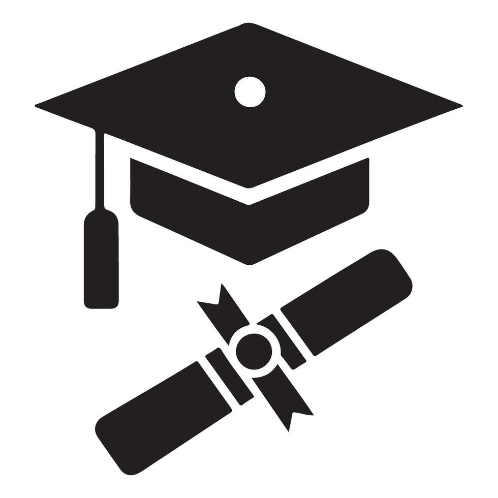 Graduation Cap Diploma Silhouette Illustrates Academic Achievement vector