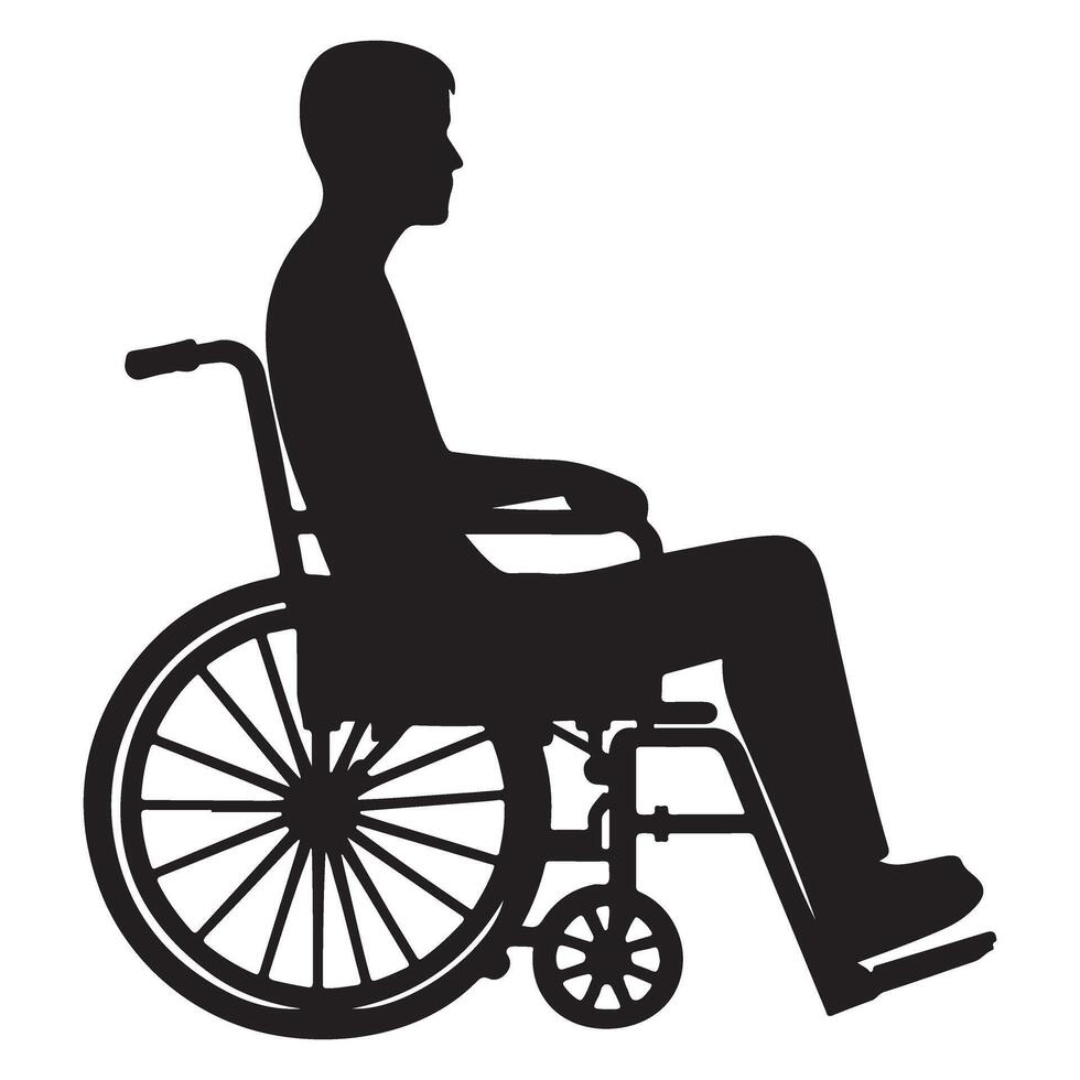Silhouette Art Depicting a Man Using a Wheelchair for Accessibility vector