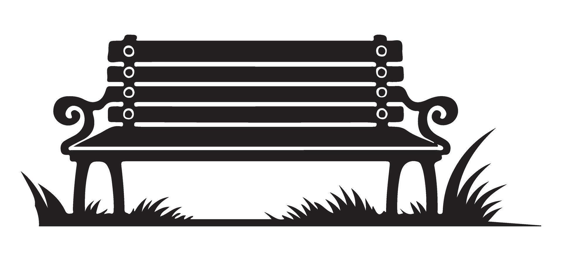 Park Bench with Grass Silhouette Illustration for Recreation Areas vector