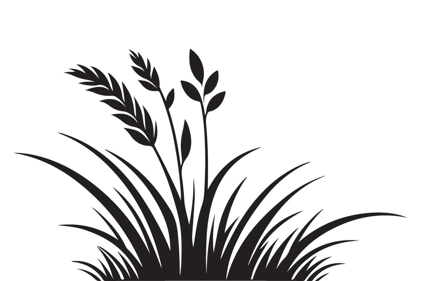 Grass Silhouette Illustration Blades and Stalks of Wild Plants vector