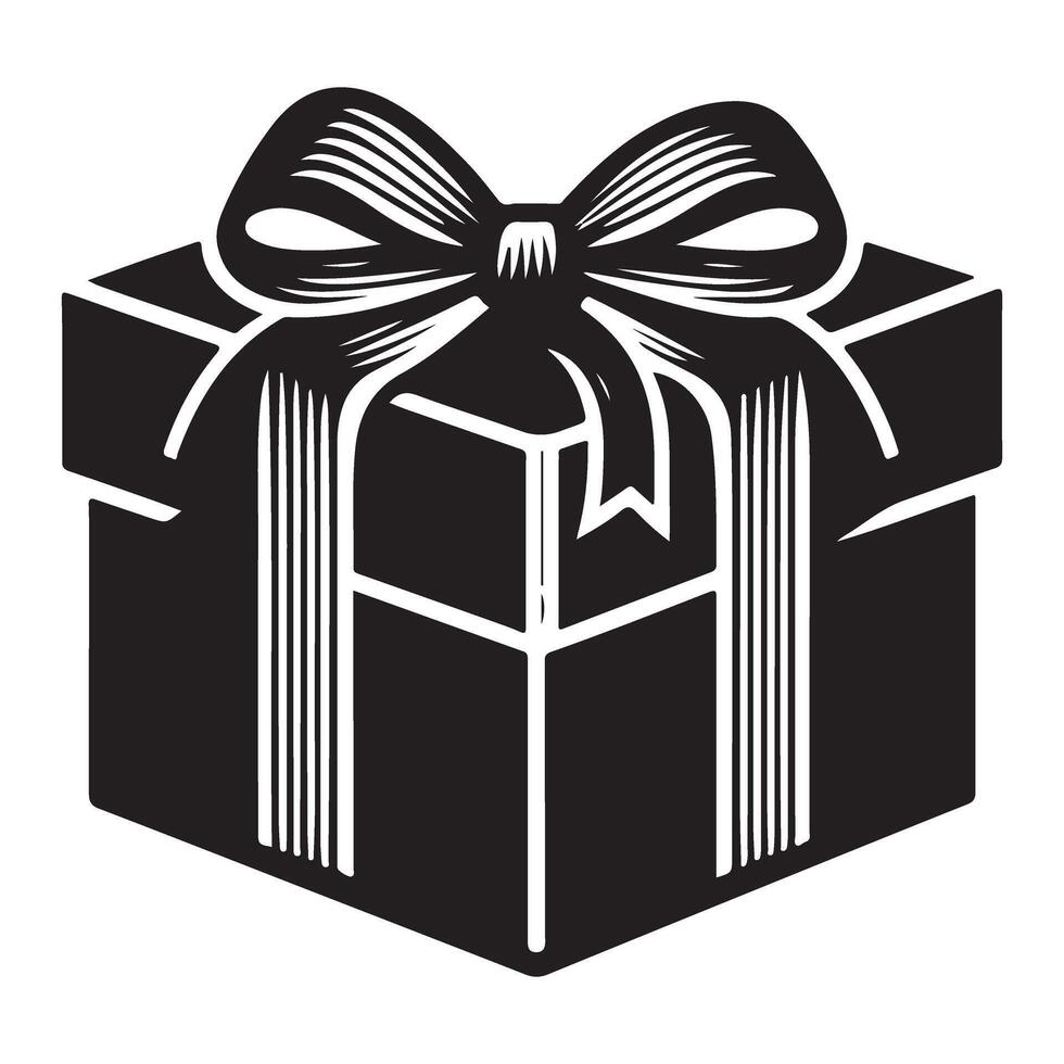 Wrapped Gift Box Silhouette Illustration Symbolizing Celebrations and Generosity vector