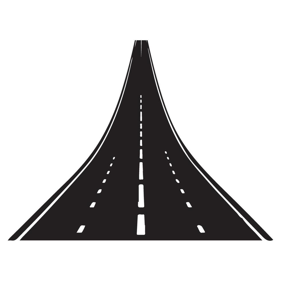 Perspective Road Illustration Long Journey Ahead Drive Black Asphalt vector