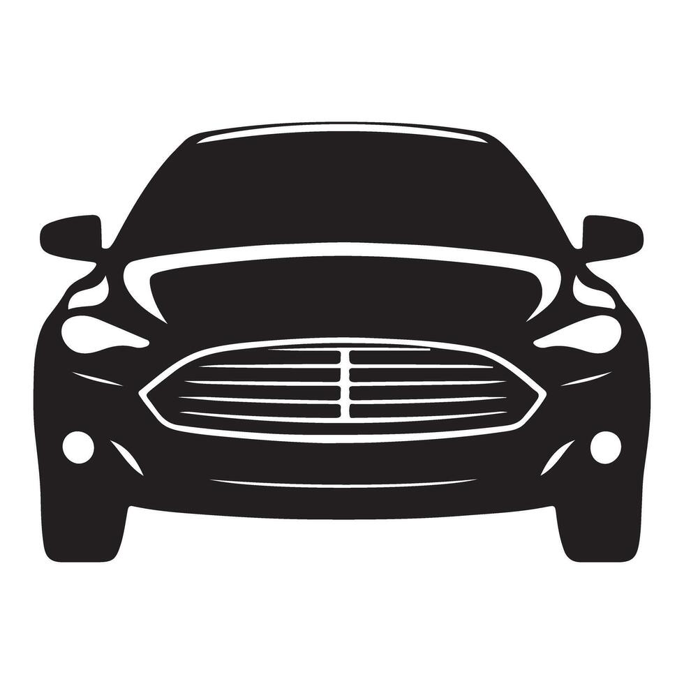 Sleek Car Silhouette Front View Art Illustration Design vector