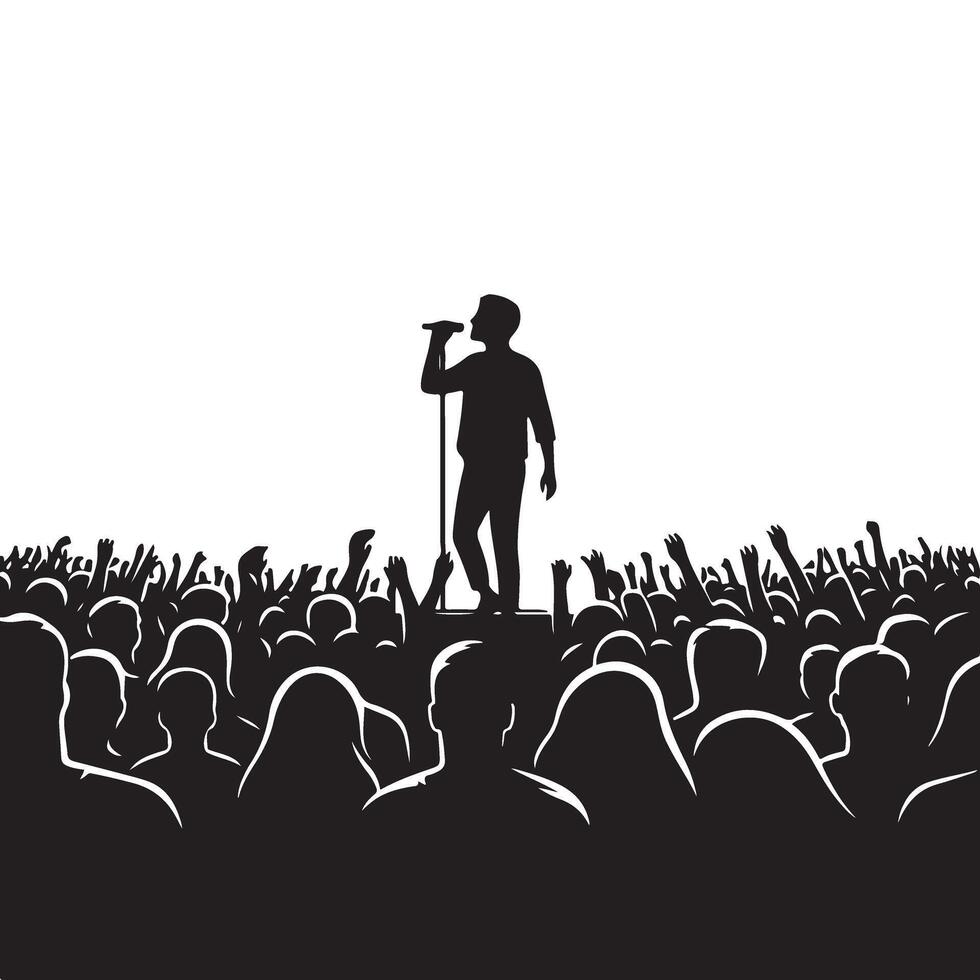 Captivating Concert Crowd Silhouette Illustration Celebrating Music and Entertainment vector