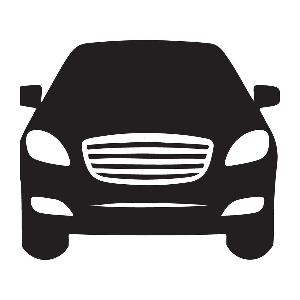 Front view car illustration of modern vehicle silhouette vector
