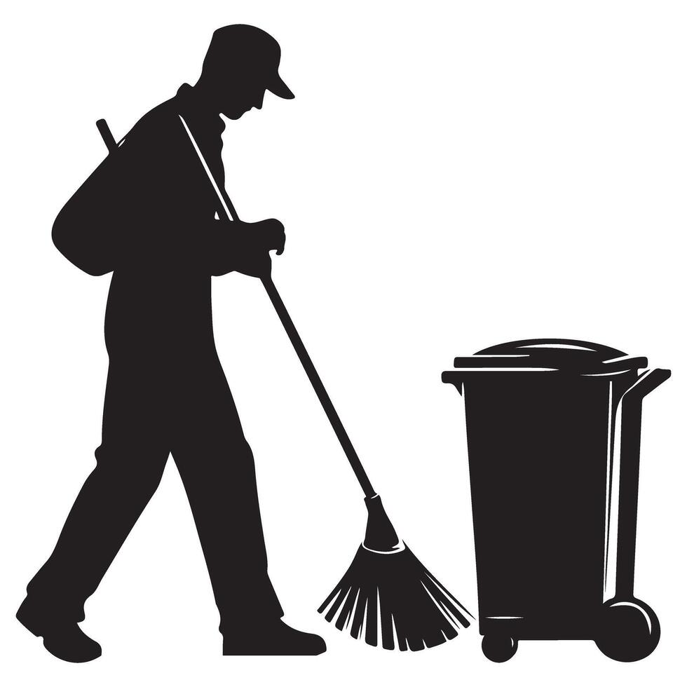 Street Cleaner Silhouette for Municipal Services and Sanitation vector