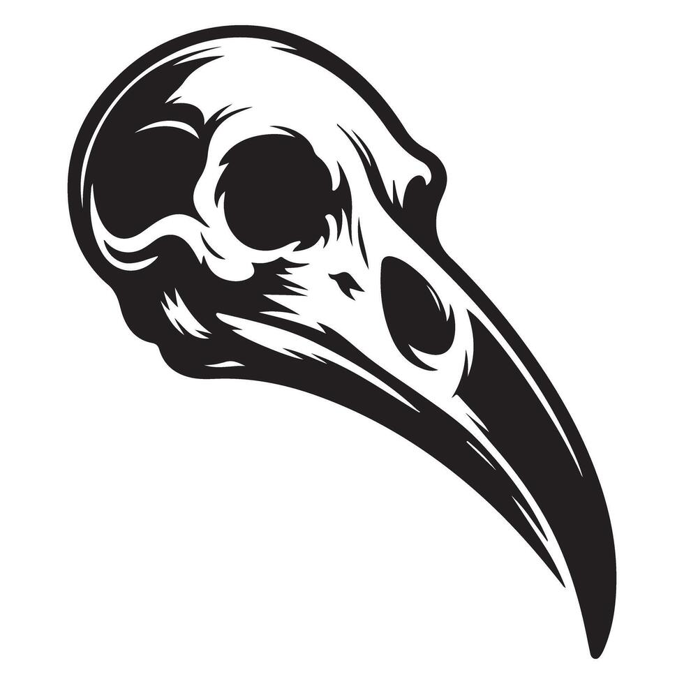 Raven Skull Silhouette Illustration Depicting Mystery and Gothic Themes vector