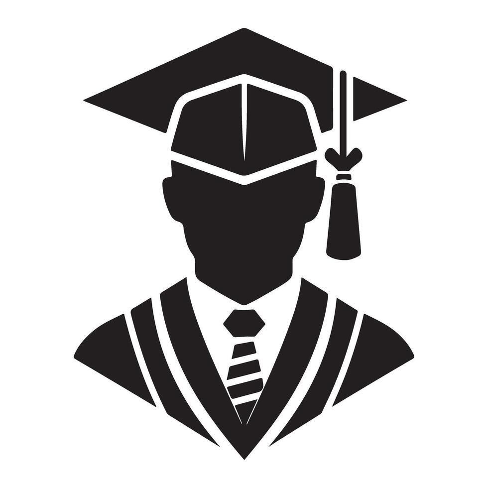 Silhouette Graduation Cap Gown Illustration Achievement Symbol vector