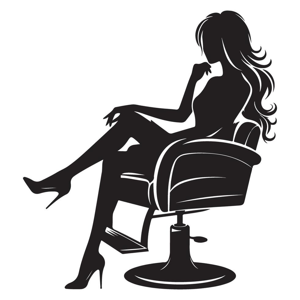 Relaxed Woman in Salon Chair Silhouette Illustration Concept vector