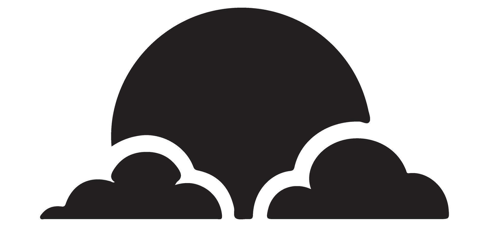 Sun and Cloud Silhouette Illustration Weather Concept Design Element vector