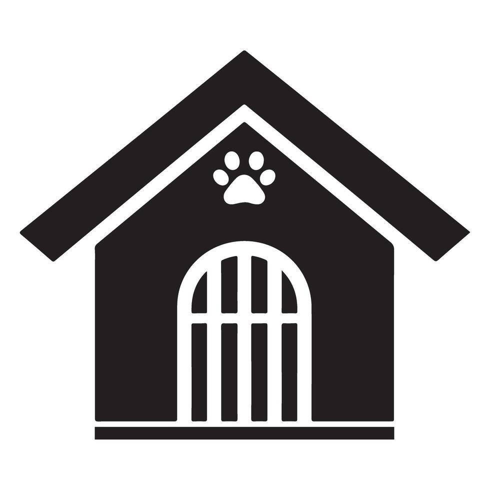 Silhouette Modern Dog House Illustration Isolated On White vector