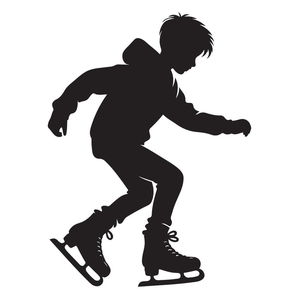 Silhouette of a Young Ice Skater A Winter Sport and Recreation vector