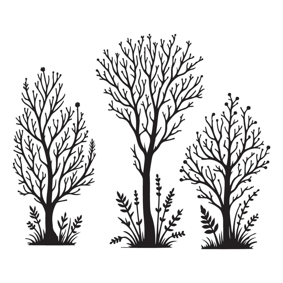 Silhouette Trees and Bushes Illustration for Nature Inspired Designs vector