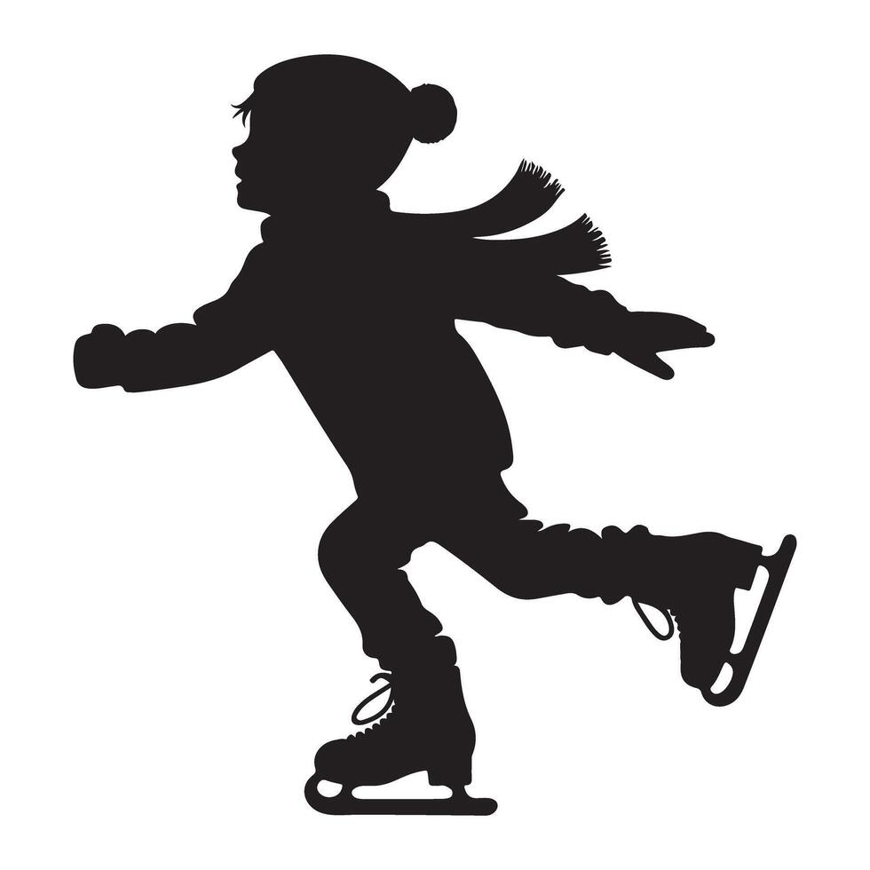 Silhouette of a Boy Ice Skating Artistic Illustration vector