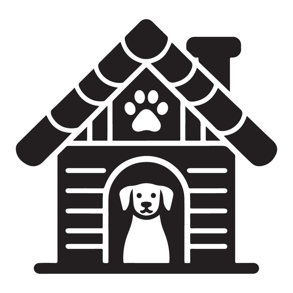 Dog House Icon Illustration with Paw Print in Format vector