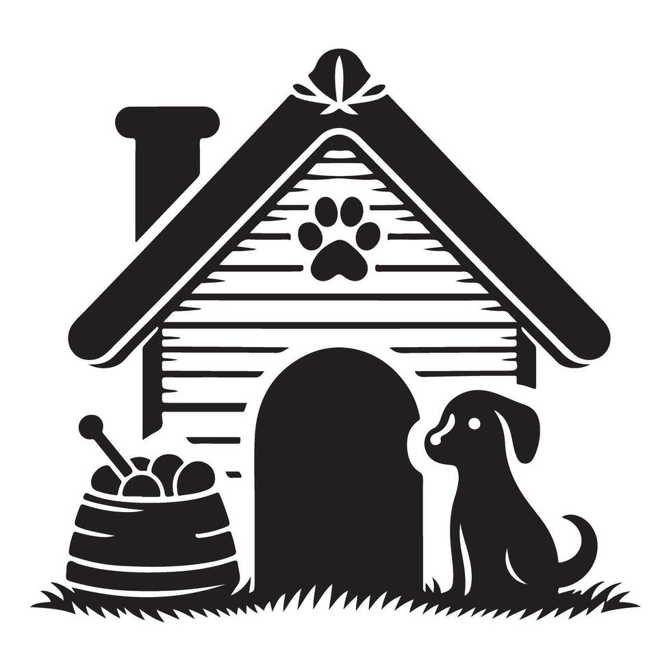 Cute Dog House Art Illustration for Pet Lovers Shelter vector
