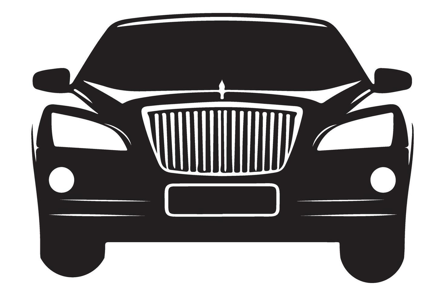 Modern Car Front Silhouette with Detailed Grille Illustration vector